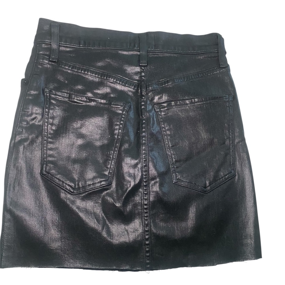 AGOLDE Black Coated Denim Mini Skirt Size 25 – Faux Leather Look - Picture 2 of 7